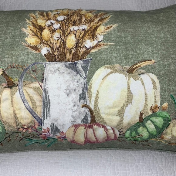 The Farmhouse by Rachel Ashwell Feather Bolster Pillow Autumn Pumpkins Falls - Picture 15 of 15